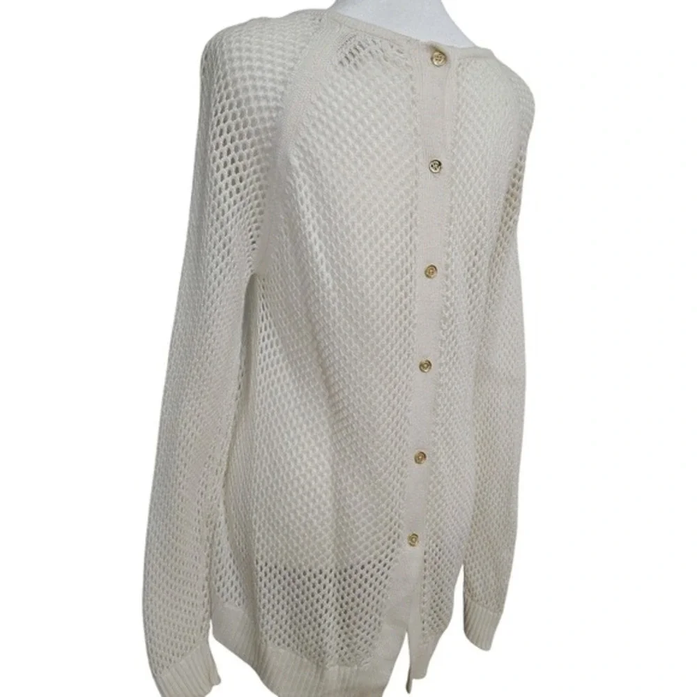 Michael Kors Blouse Womens Size XS Long Sleeve Ivory Knitted Coachella Boho Edgy